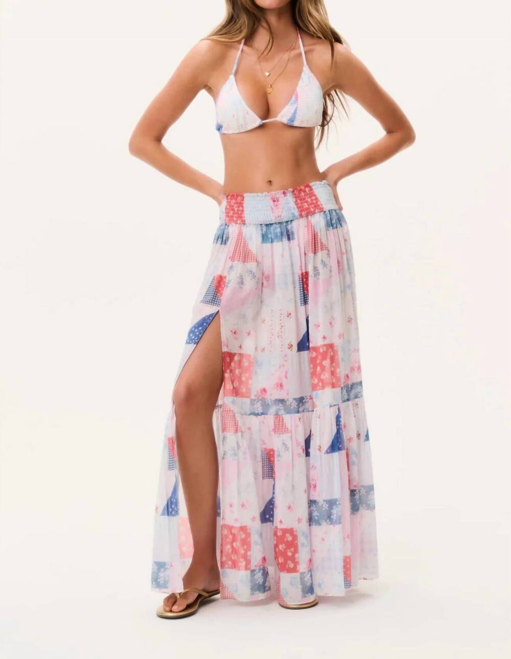 NEW LOVESHACKFANCY umber maxi skirt in multicolor